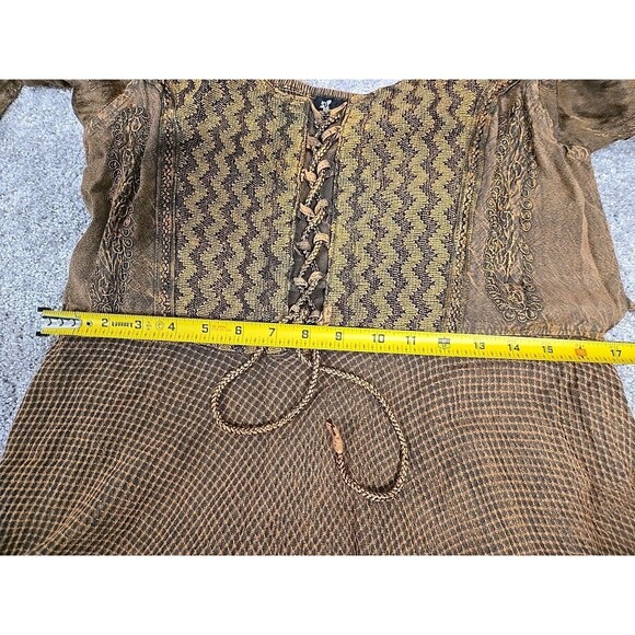 Flower Bohemian Boho Renaissance Midi Dress Brown /Green Women’s Free Size - Picture 7 of 9